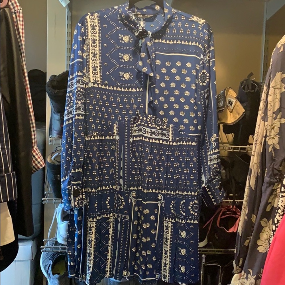 Zara blue printed dress size L